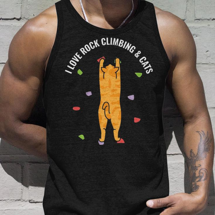 I Love Rock Climbing & Cats Cute Orange Kitty Feline Tank Top Gifts for Him