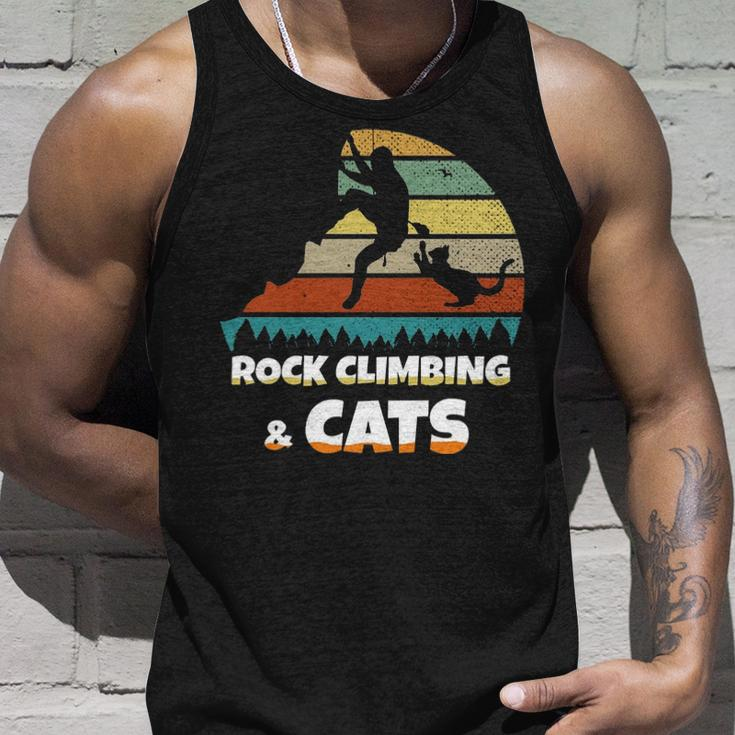I Love Rock Climbing & Cats Mountain Climber Cat Lover Tank Top Gifts for Him