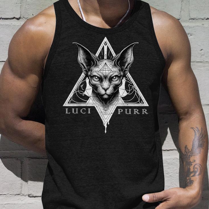 Lucipurr Lucifer Katze Okkulte Sphynx Satanic Atheist Satanismus Tank Top Geschenke für Ihn