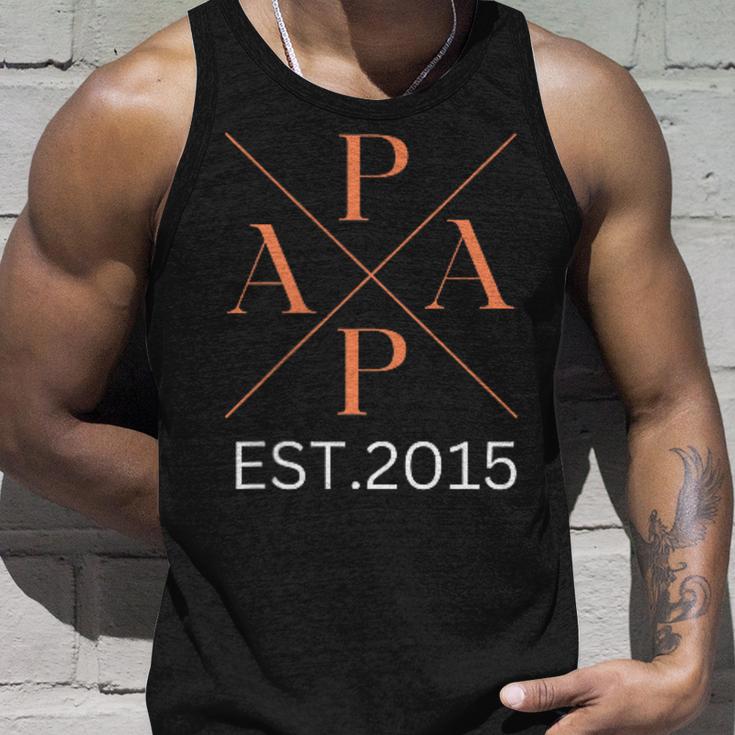 Lustiger Papa Est 2015 Papa Seit 2015 Papa 2015 Tank Top Geschenke für Ihn