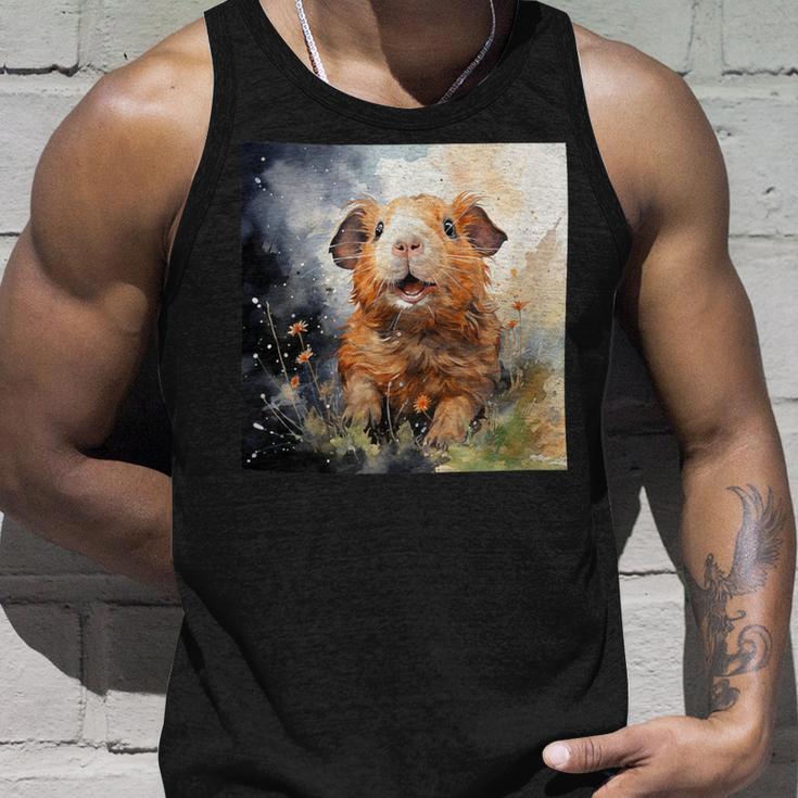 Meerschweinchen Blumen Aquarell Illustration Grafik Tank Top Geschenke für Ihn