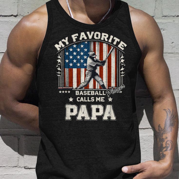 Mein Lieblings-Baseballspieler Nennt Mich Papa American Flag Dad Tank Top Geschenke für Ihn