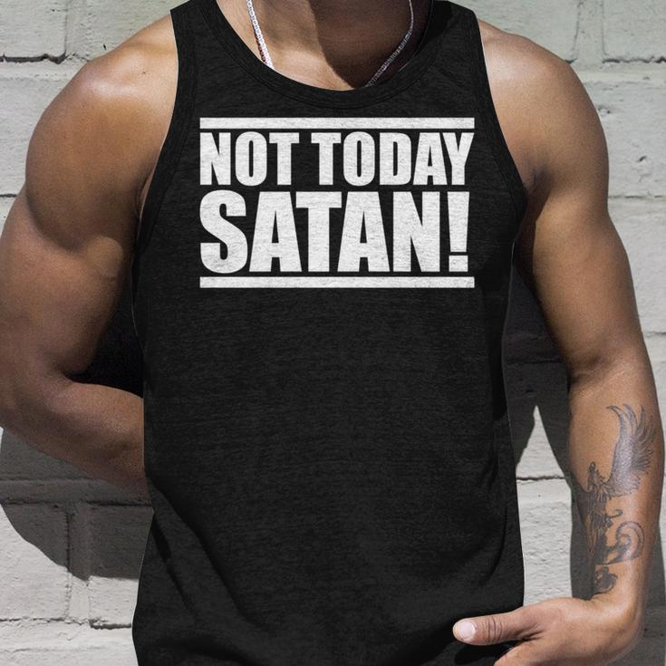 Not Today Satan – Motivierendes Mantra Gym Workout Männer Frauen Tank Top Geschenke für Ihn