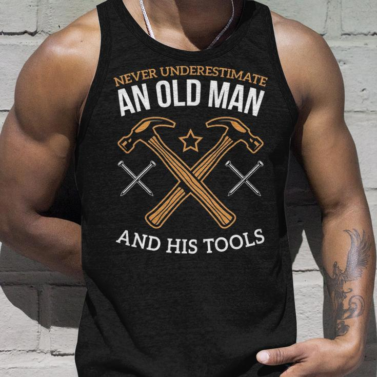 Old Man And His Tools Woodworking Carpenters Tank Top Gifts for Him