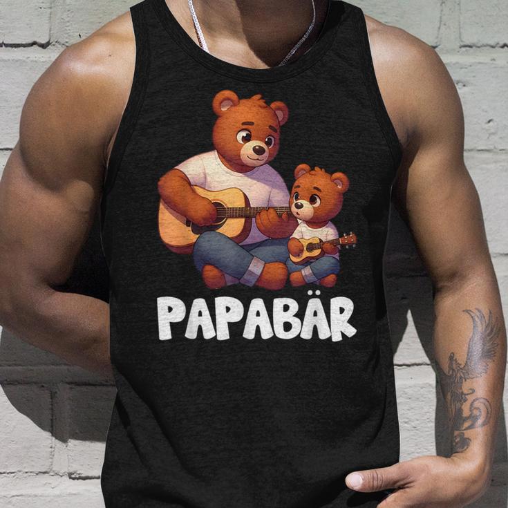 Papa Bärater Tochter Sohn Papa Gitarre Spielenatertag Tank Top Geschenke für Ihn