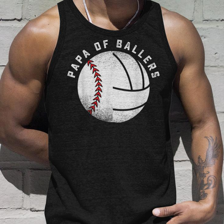 Papa Baseballolleyball Spieler Tochter Sohn Sport Team Dad Tank Top Geschenke für Ihn