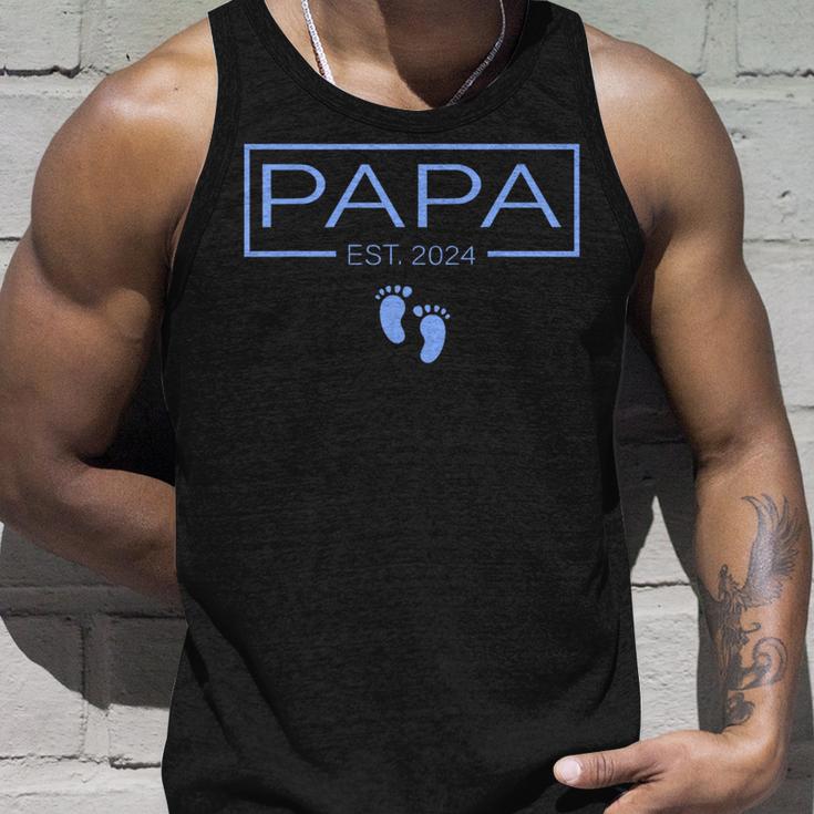 Papa Established Est 2024 Junge Neugeborener Herren Neuer Opa Tank Top Geschenke für Ihn