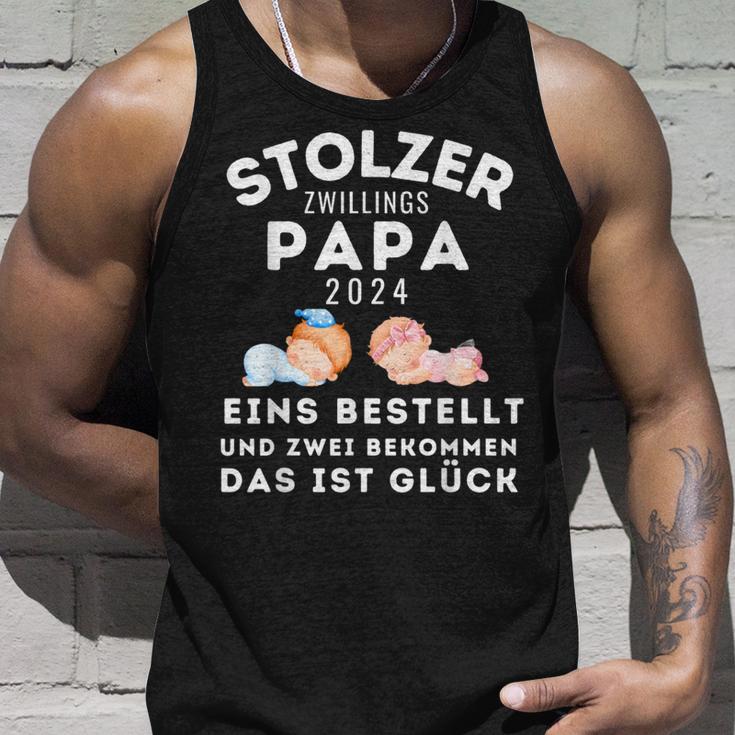 Papaon Zwillingen 2024 Saying Proud Twin Papa 2024 Tank Top Geschenke für Ihn