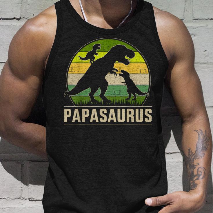 Papasaurus Zwei Kinder Für Papa Zumatertag Weihnachten Tank Top Geschenke für Ihn