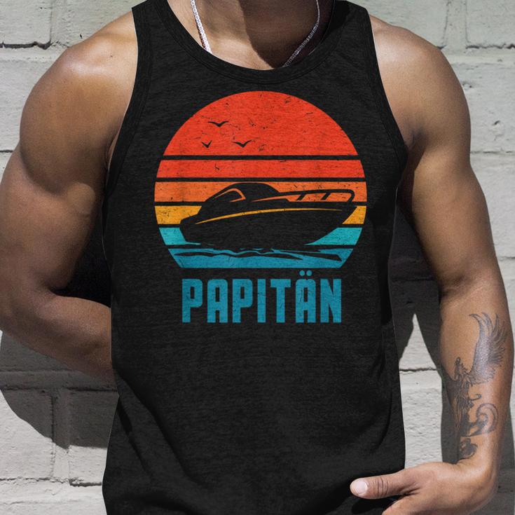 Papitän Motorboot Bootsführerscheinatertag Papa Kapitän Tank Top Geschenke für Ihn