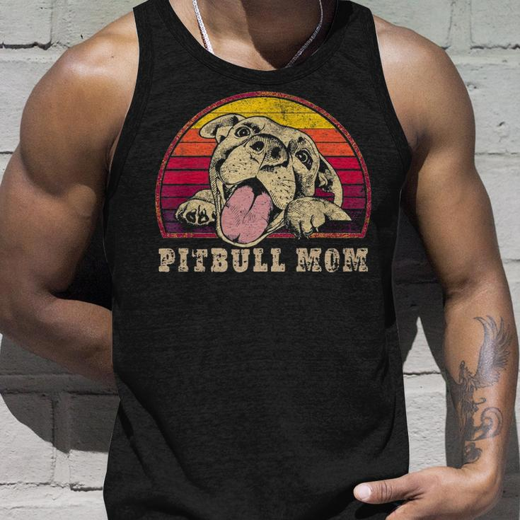 Pitbull Mom Vintage Smiling Pitbull Sunset Pbt Tank Top Gifts for Him
