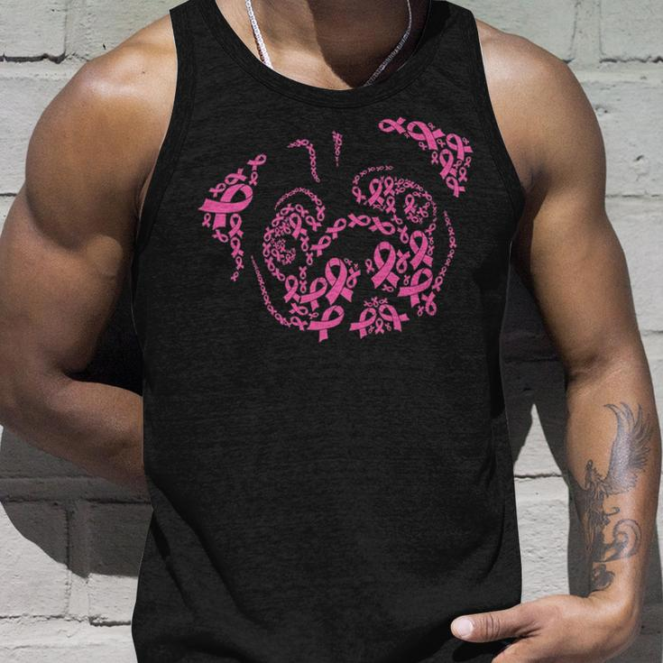 Pug Face Breast Cancer Awareness Cute Dog Pink Ribbon Tank Top Gifts for Him