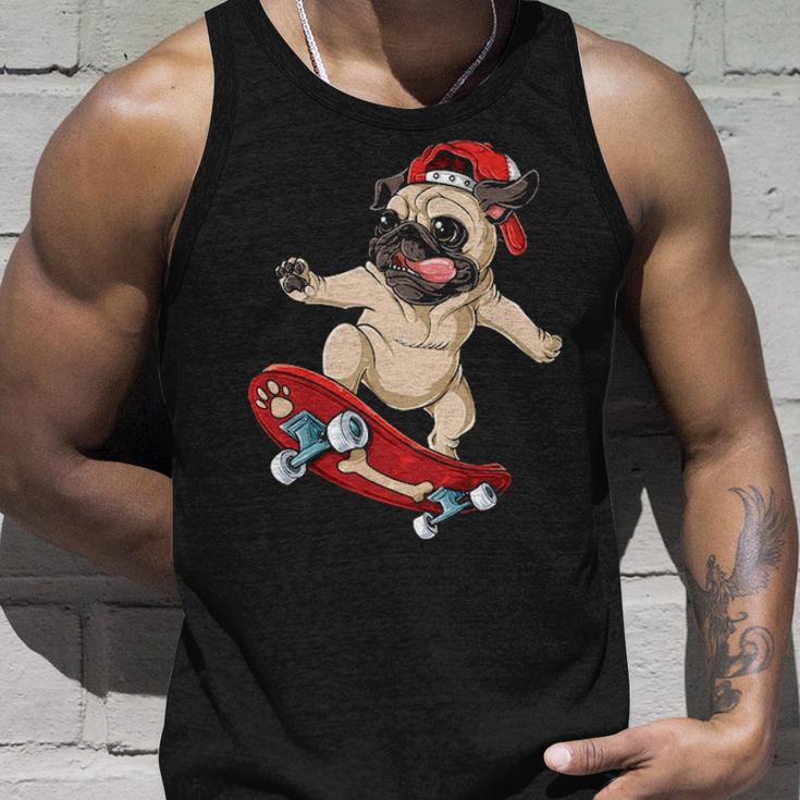 Pug Skateboard Dog Puppy Skater Skateboarding Tank Top Gifts for Him