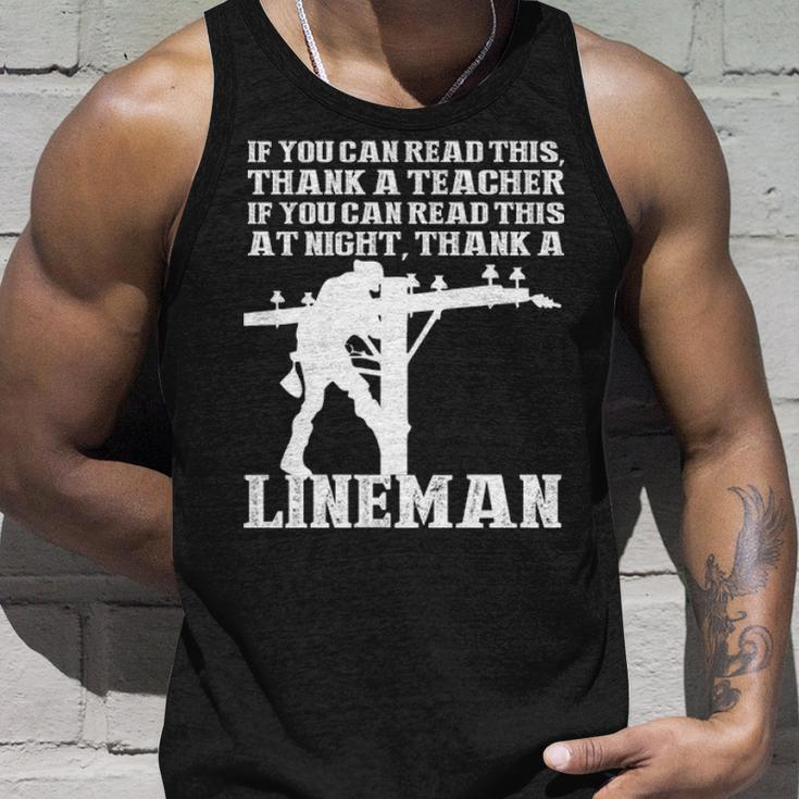 If You Can Read This At Night Thank A Lineman Tank Top Gifts for Him