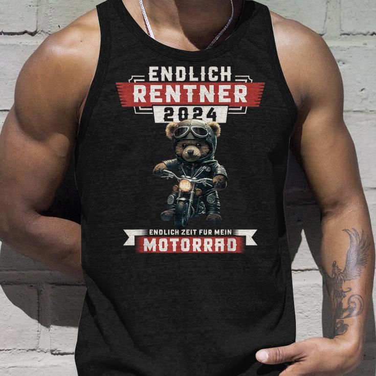 Rente 2024 Pensioner Bear On Motorcycle Biker Tank Top Geschenke für Ihn