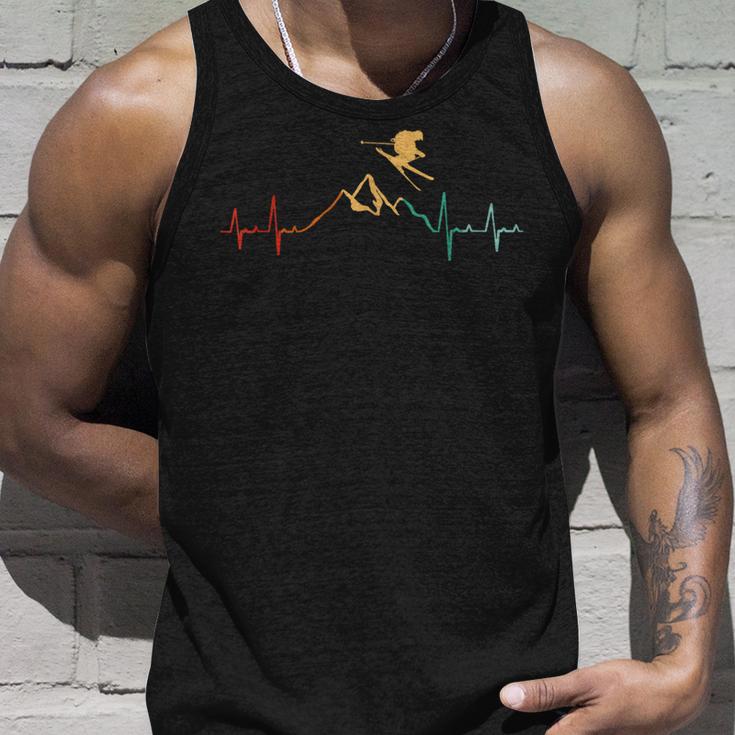 Retro For Skiing Alps Piste Heart Rate Tank Top Geschenke für Ihn