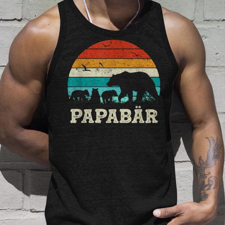 Retroater Baby Sohn Tochter Drei Kinderatertag Bär Papa Tank Top Geschenke für Ihn