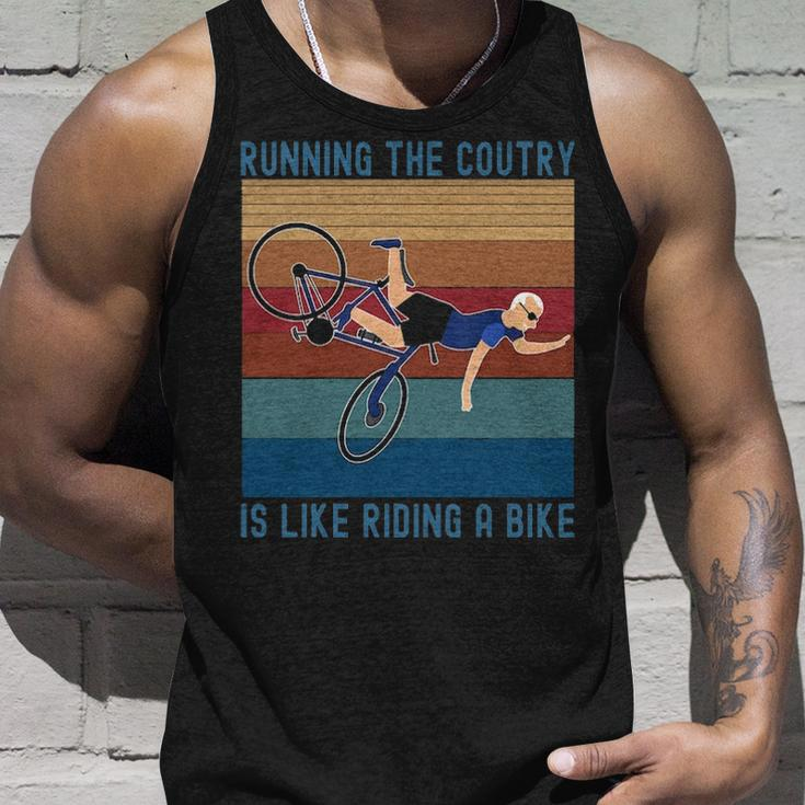 Running The Coutry Is Like Riding A Bike Joe Biden Vintage Tank Top Gifts for Him