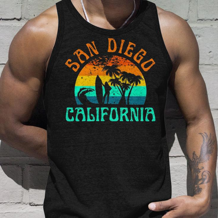 San Diego California Beach Surf Summer Vacation Girl Vintage Surfer Tank Top Gifts for Him