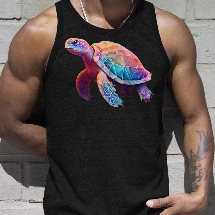 Schildkröte Bunt Polygon Pink Tiermotiv Kunst Geometrisch Tank Top Geschenke für Ihn