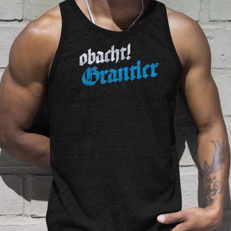 Vintage Bayern Wiesn Obacht Grantler Oida Dialect Tank Top Geschenke für Ihn