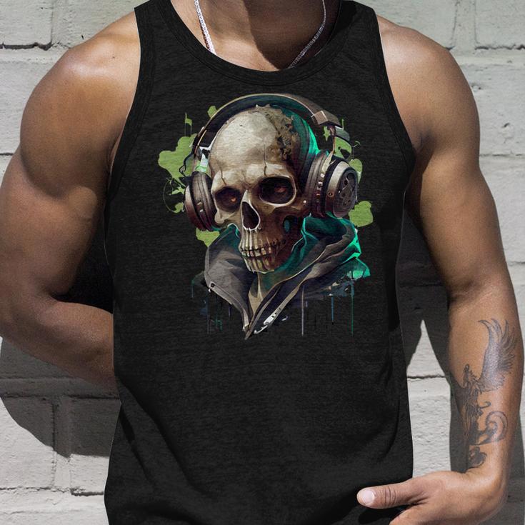 Zombie Totenkopf Dj Mit Kopfhörer Für Musiker Und Musik Fans Tank Top Geschenke für Ihn