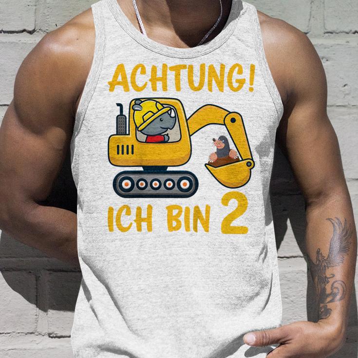 Children's Achtung Ich Bin 2 Jahre Alt 2Nd Birthday Digger Rhino Tank Top Geschenke für Ihn