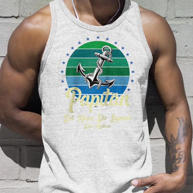 Herren Papitänatertag Bester Papa Anker Norden Kapitänater Papi Raglan Tank Top Geschenke für Ihn