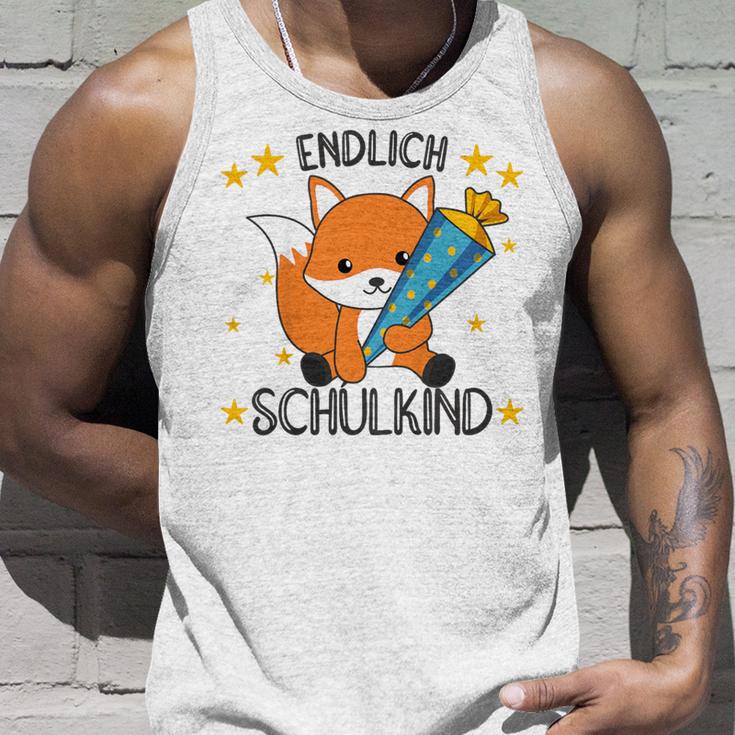 Kinder Endlich Schulkind 2024 Fox School Cone School Fox Gray Tank Top Geschenke für Ihn