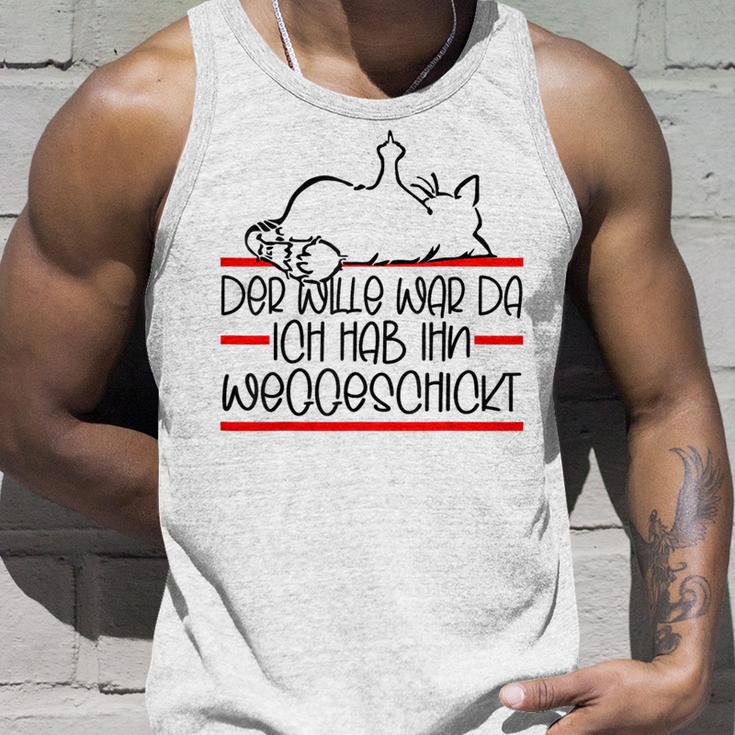 Lazy Cat Saying Der Wille War Da Cat S Tank Top Geschenke für Ihn