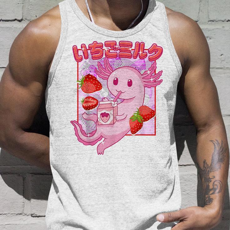 Retro Strawberry Milk Anime Kawaii Axolotl Strawberry Milk Pink Tank Top Geschenke für Ihn