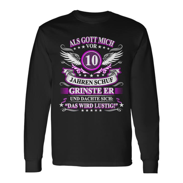 10. Geburtstag Gott Grinste Langarmshirts, Schwarzes Tee zum Zehnten Geschenkideen