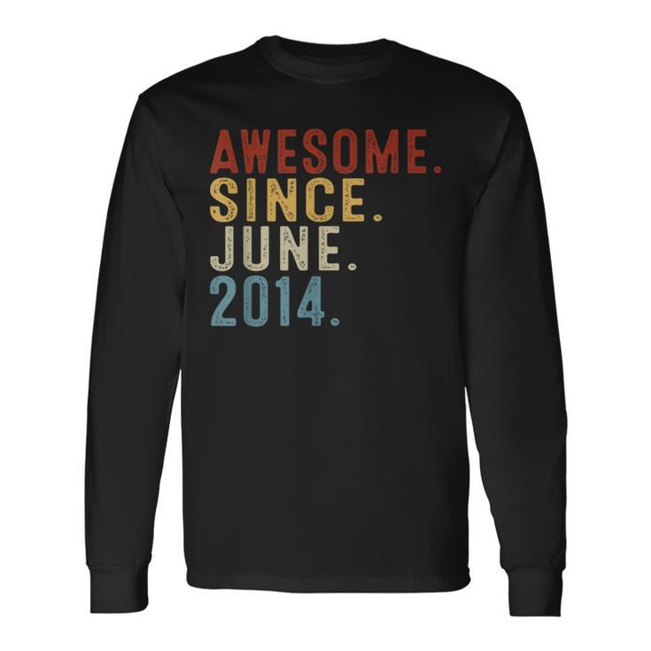 10 Year Old Awesome Since June 2014 10Th Birthday Boy Long Sleeve T-Shirt