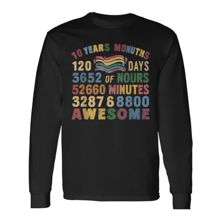 10 Years Old 10Th Birthday Vintage Retro 120 Months 2024 Long Sleeve T-Shirt