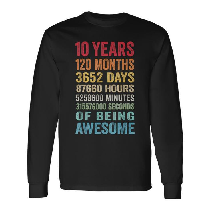 10 Years Old 10Th Birthday Vintage Retro 120 Months Long Sleeve T-Shirt