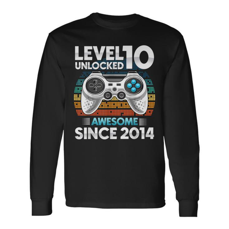 10 Yr Bday Son Boy Gamer 10Th 10 Year Old Birthday Long Sleeve T-Shirt