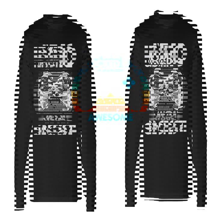 10 Yr Bday Son Boy Gamer 10Th 10 Year Old Birthday Long Sleeve T-Shirt