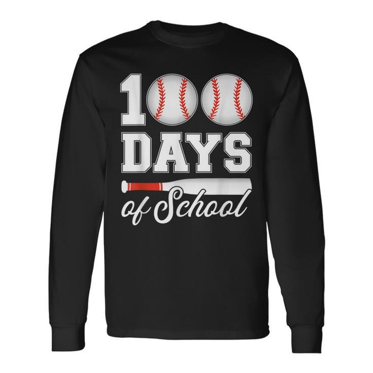 100 Days Of School For 100Th Day Baseball Student Or Teacher Long Sleeve T-Shirt