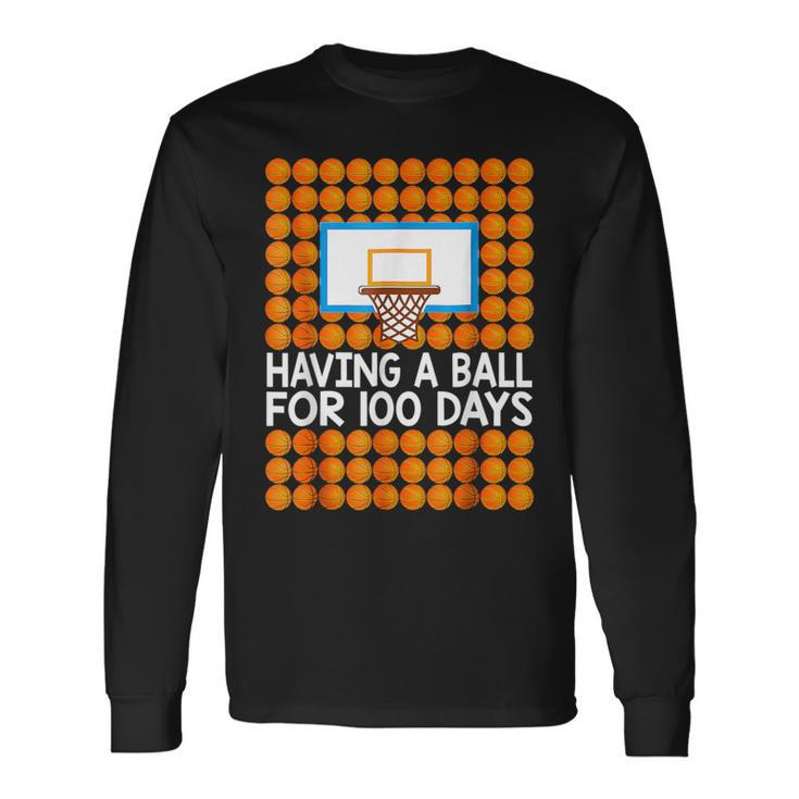 100 Days Of School Basketball 100Th Day Balls For Boys Long Sleeve T-Shirt