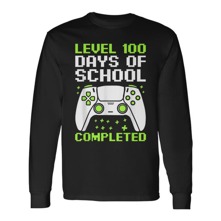 100 Days Of School For Boys Level Completed Gamer Long Sleeve T-Shirt