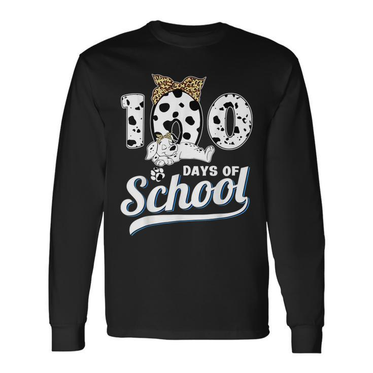100 Days Of School Dalmatian Dog Boys Girls 100 Days Smarter Long Sleeve T-Shirt