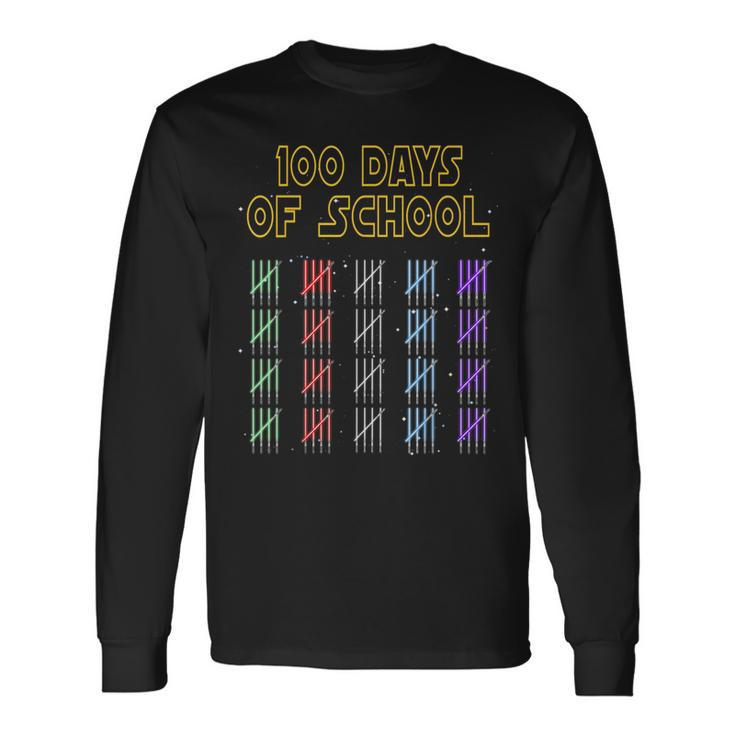 100 Days Of School Sabers And Star Print Space Wars Boys Long Sleeve T-Shirt