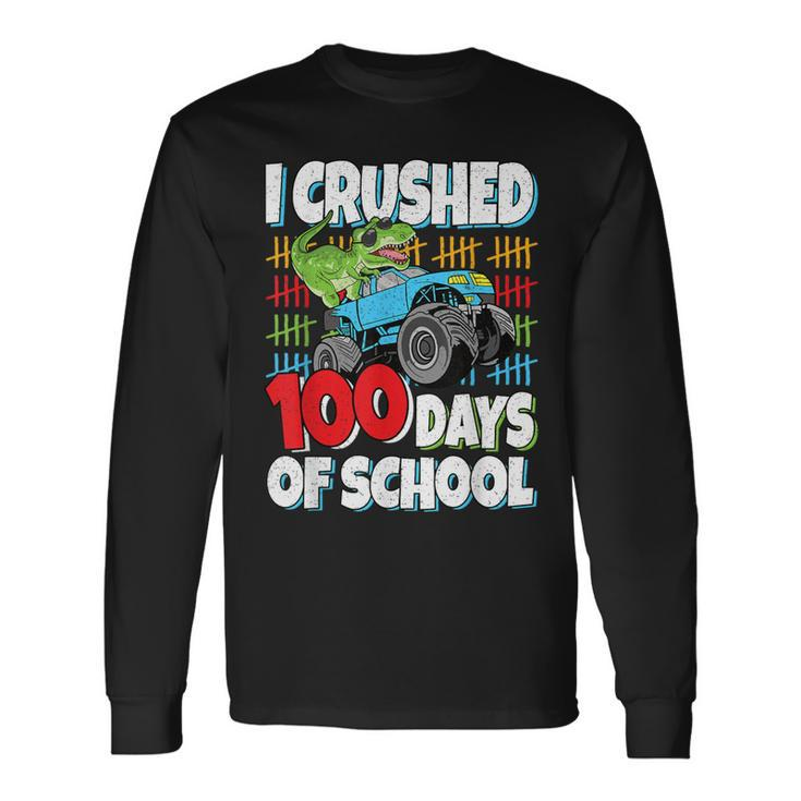100 Days Of School T-Rex Monster Truck 100Th Day Of School Long Sleeve T-Shirt
