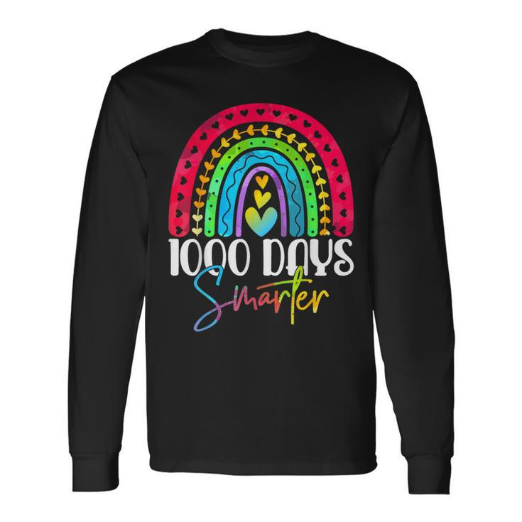 1000 Days Smarter Happy 1000Th Day Of School Rainbow Long Sleeve T-Shirt
