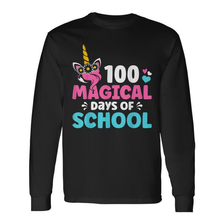 100Th Day Of Kindergarten For Girls 100 Magical Days Unicorn Long Sleeve T-Shirt