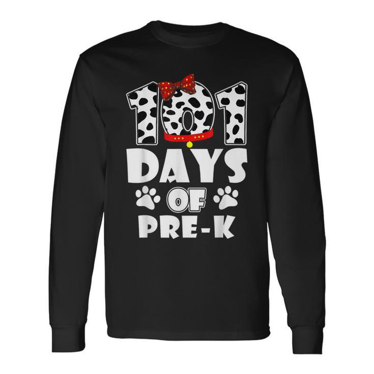 101 Days School Pre K Dog 100 Days Smarter Students Teachers Long Sleeve T-Shirt Gifts ideas