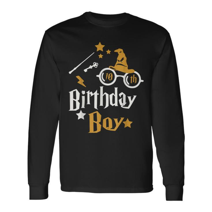 10Th Birthday Boy Wizard Magic Bday To Celebrate Wizards Long Sleeve T-Shirt