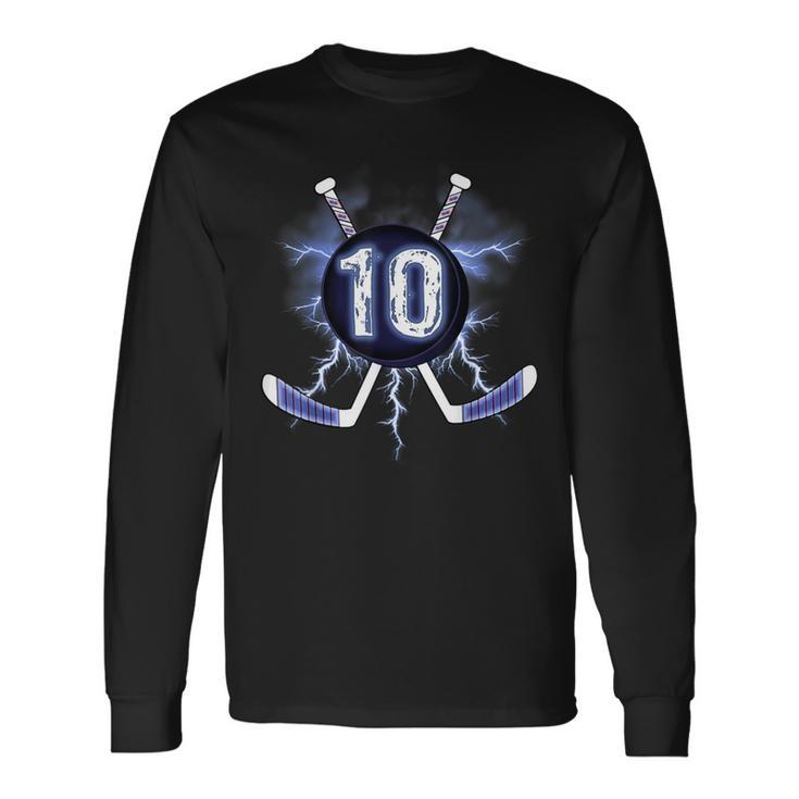 10Th Birthday Ice Hockey 10 Years Old Long Sleeve T-Shirt