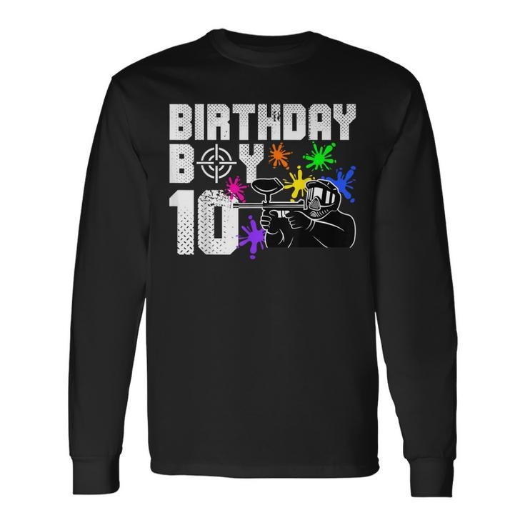 10Th Birthday Paintball Outdoor Sport 10 Year Old Long Sleeve T-Shirt
