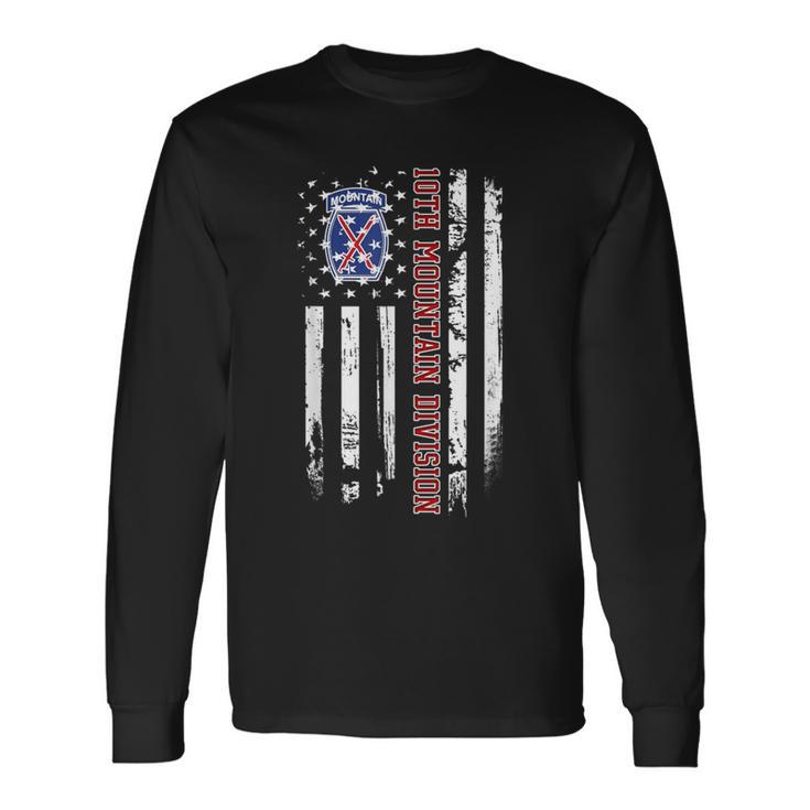 10Th Mountain Division Veteran American Flag Veterans Day Long Sleeve T-Shirt